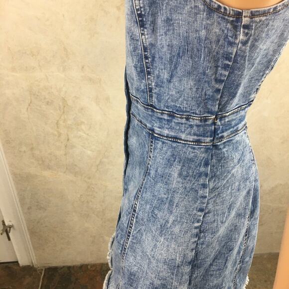 CISono Women's Acid Washed Denim Dress Bib Over-all Style Size S - Picture 8 of 16